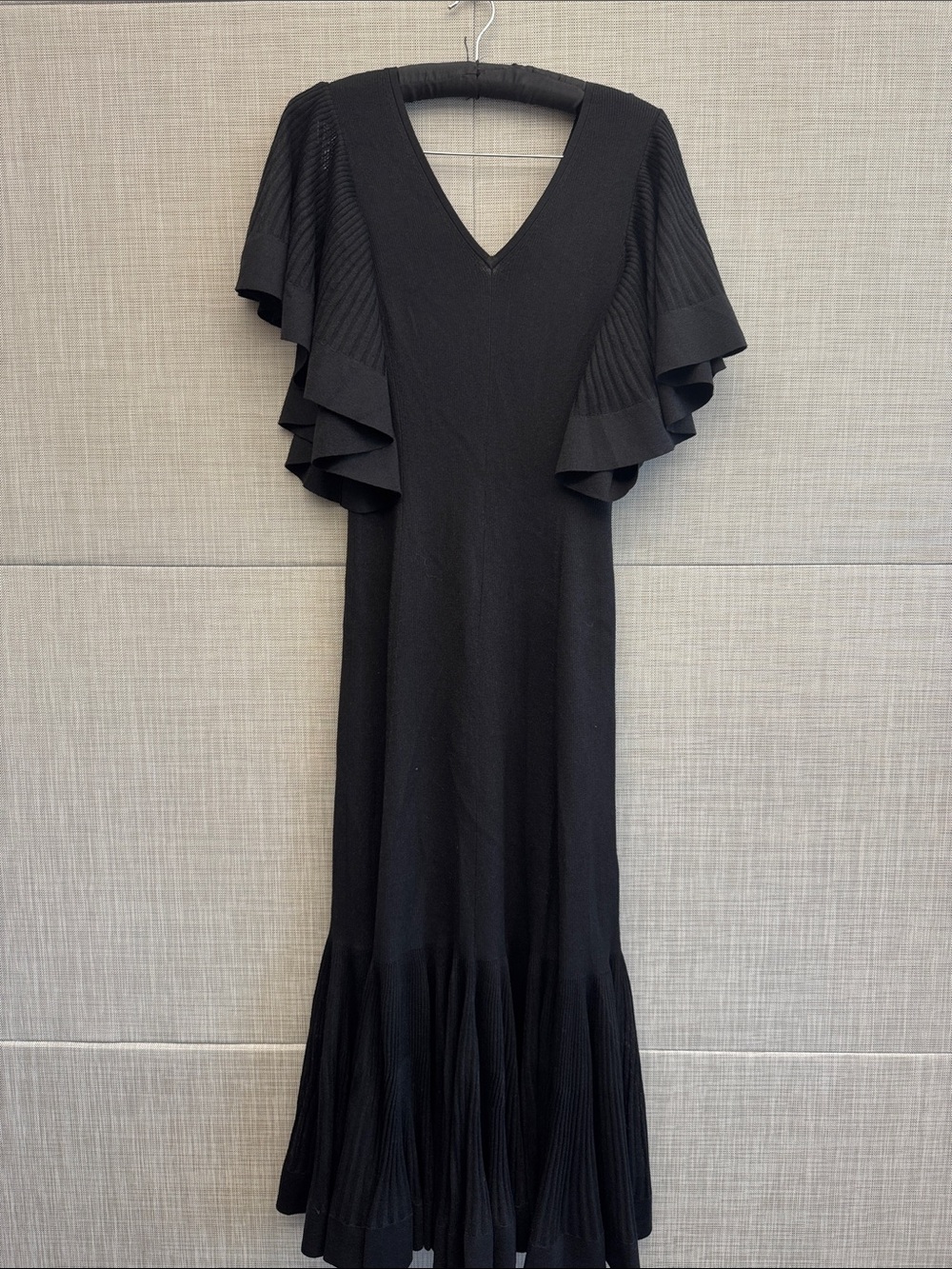 Zimmermann Black Maxi Dress with Tiered Ruffle Sleeves